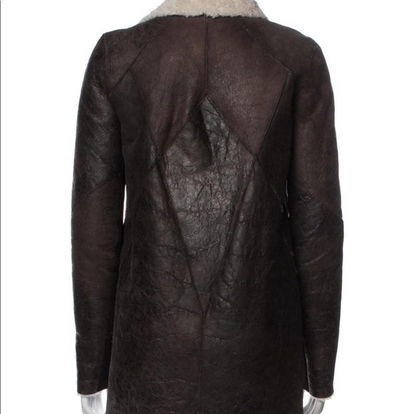Helmut Lang shearling fur asymmetrical jacket